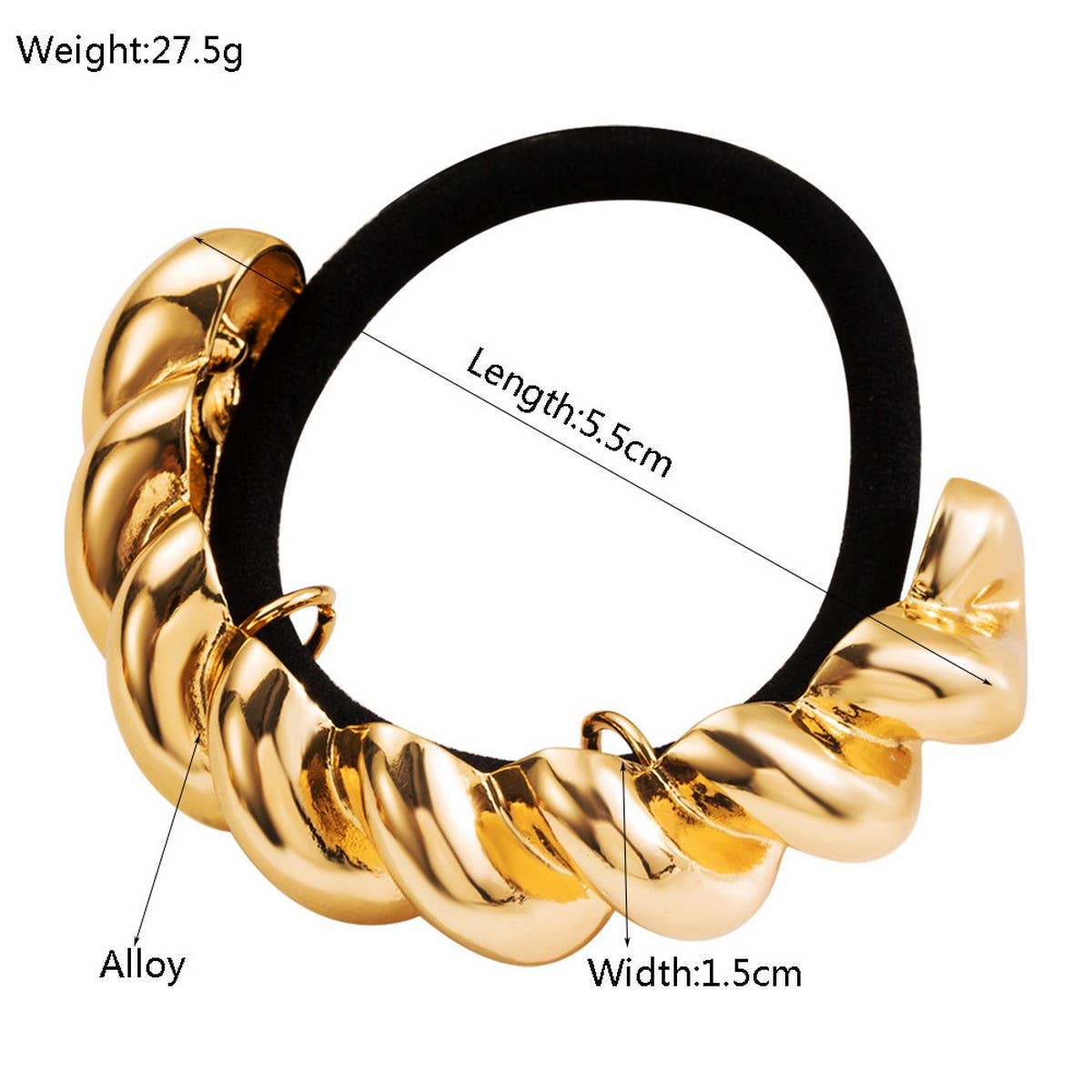Geometric Metal Twist Elastic Hair Tie Band