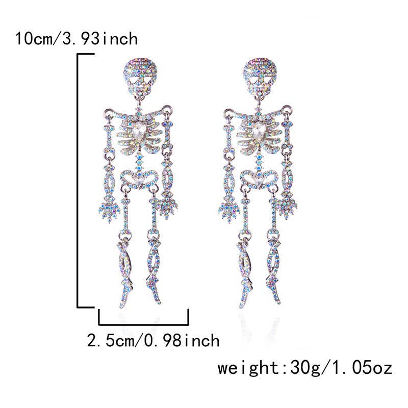 Creative Sparkly Skeleton Earrings Halloween Style_CWAJE0562