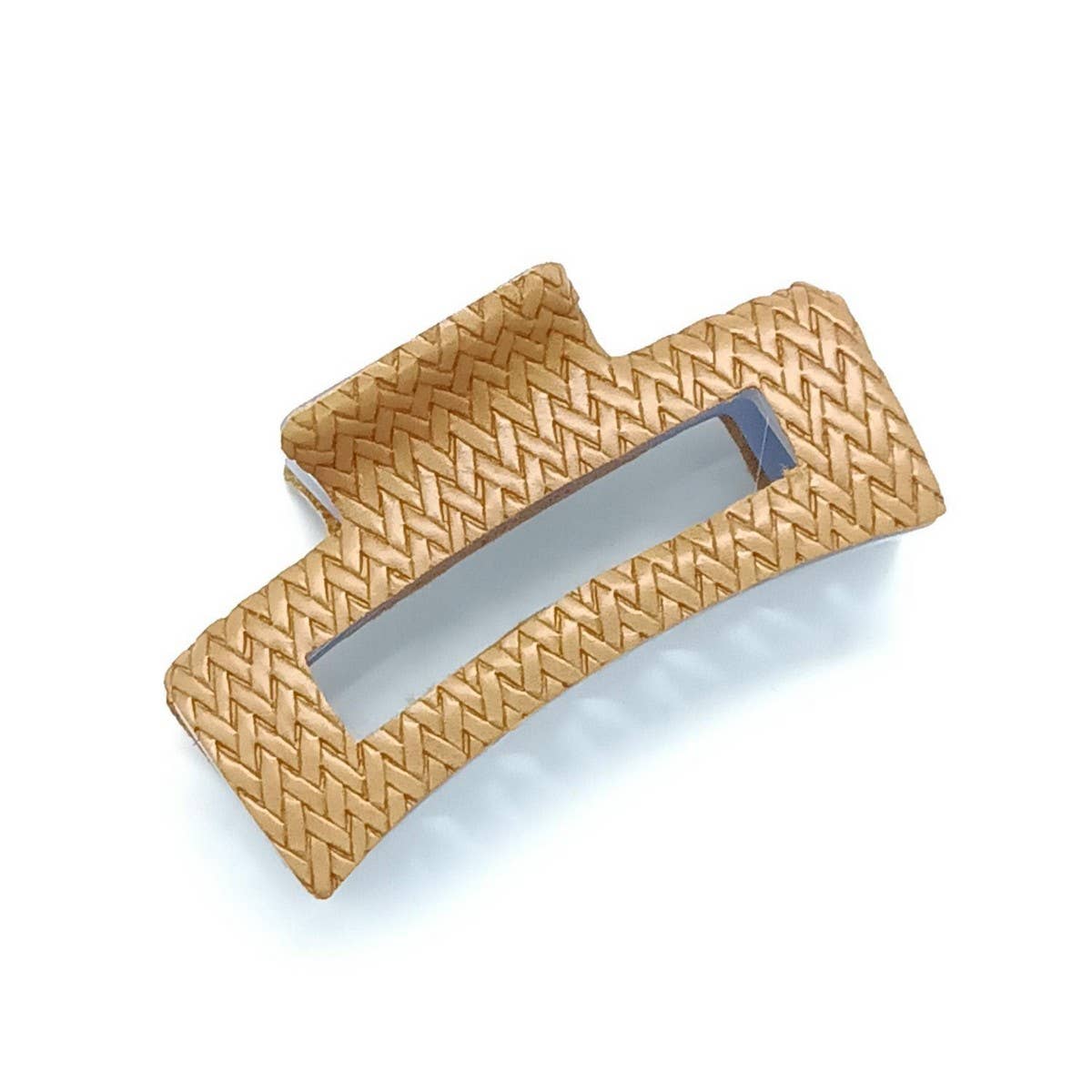 Natural Woven PU Leather Square Hair Claw
