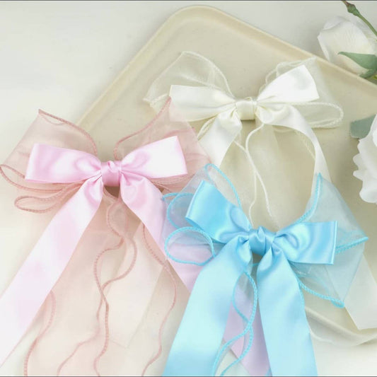 Kids Chiffon Ribbon Bow Hair Clip ? Solid Color