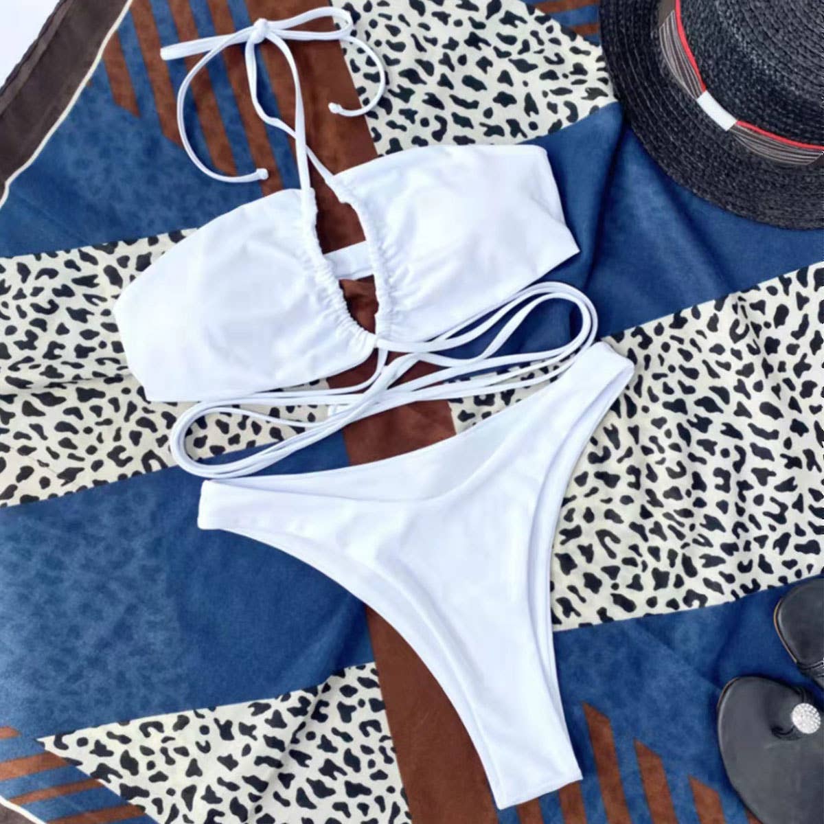 Solid Color Bandage Bikini - Sexy Women's Swimwear_CWMW0167