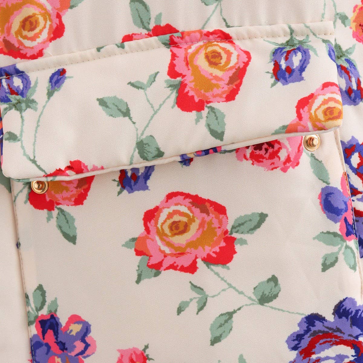 FLORAL PRINT V-NECK LOOSE CARDIGAN QUILTED JACKET