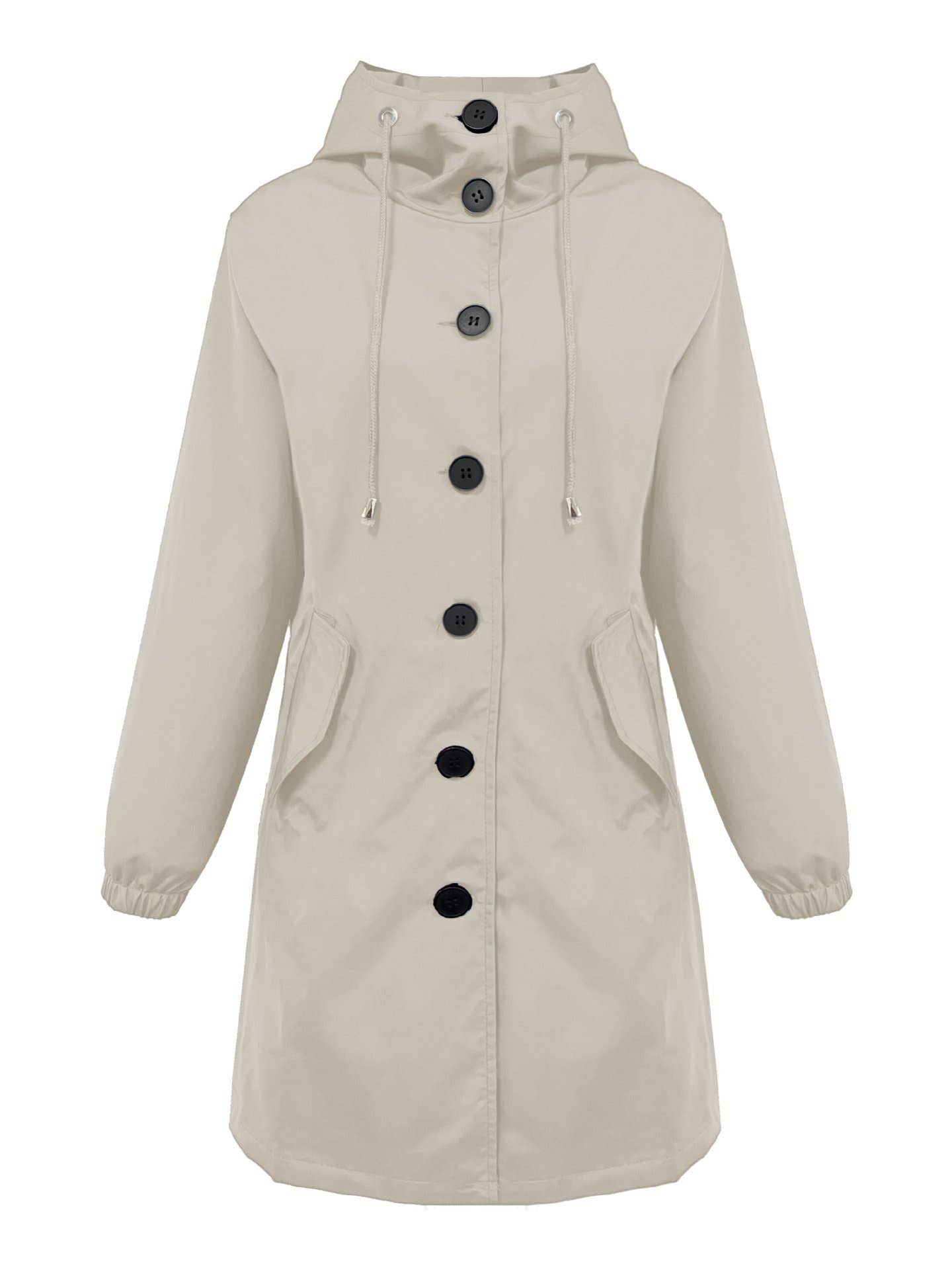 SINGLE-BREASTED HOODED TRENCH COAT CASUAL COAT
