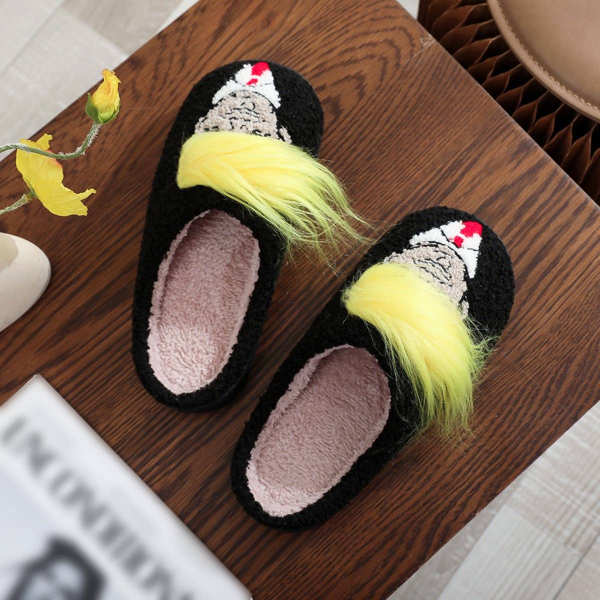 CREATIVE YELLOW HAIR FUN COTTON SLIPPERS