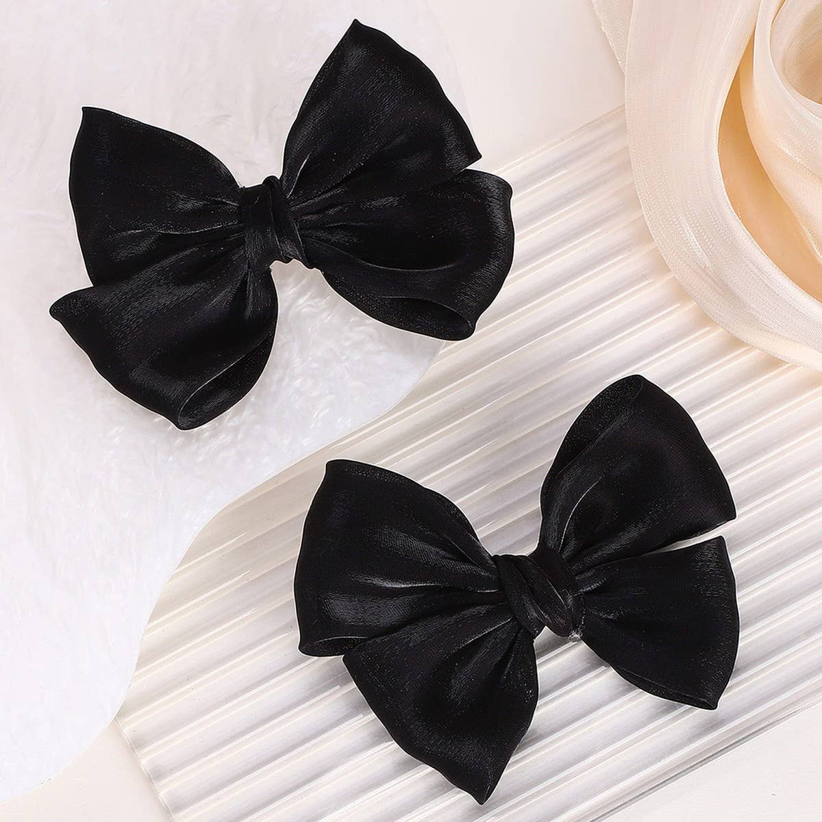 Solid Shiny Bow Hair Clip Set for JK Girls_CWAHA6719