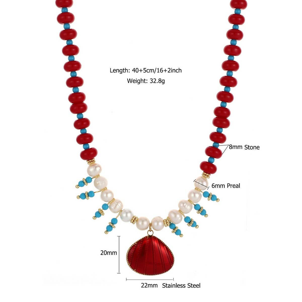 Elegant Dyed Stone Necklace with Pearl Tassels