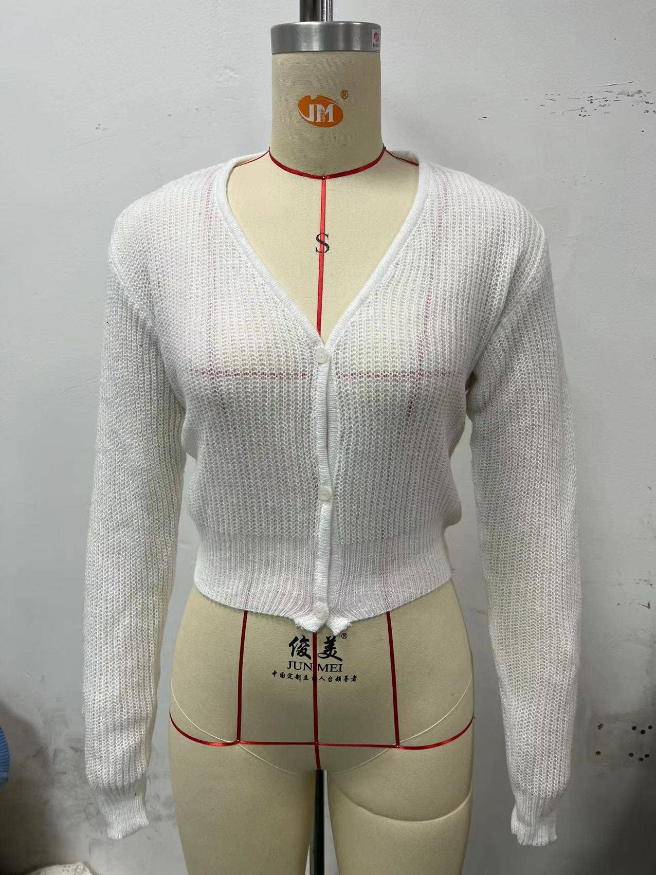 LONG SLEEVE PIT STRIP KNITTED ELASTIC CARDIGAN