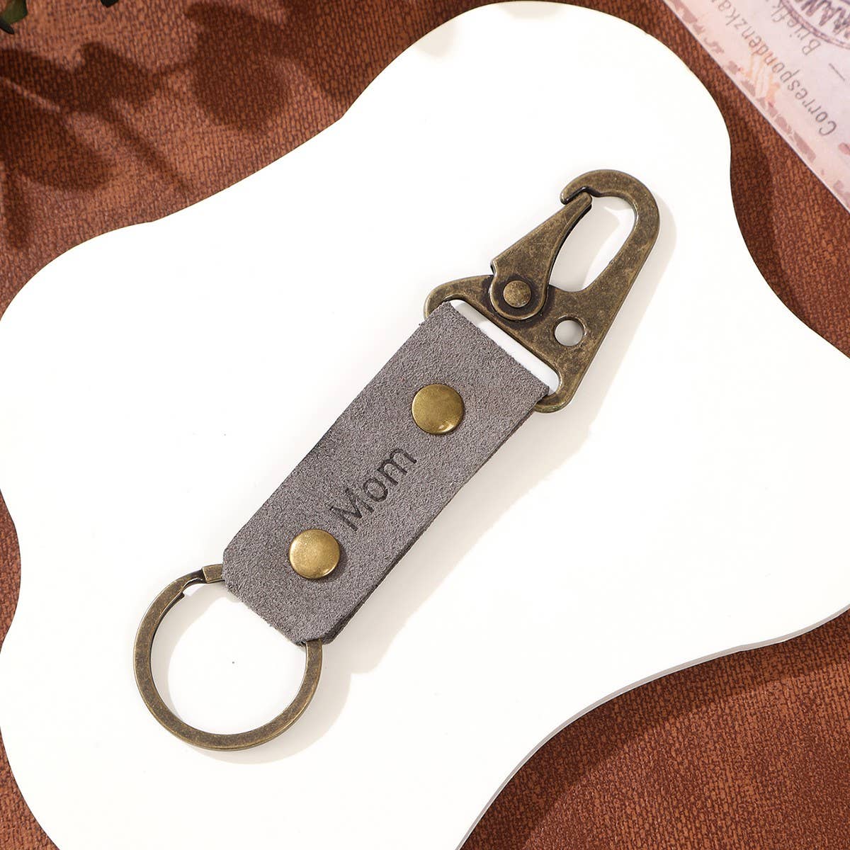 VINTAGE LEOPARD WEAVE LEATHER KEYCHAIN PENDANT