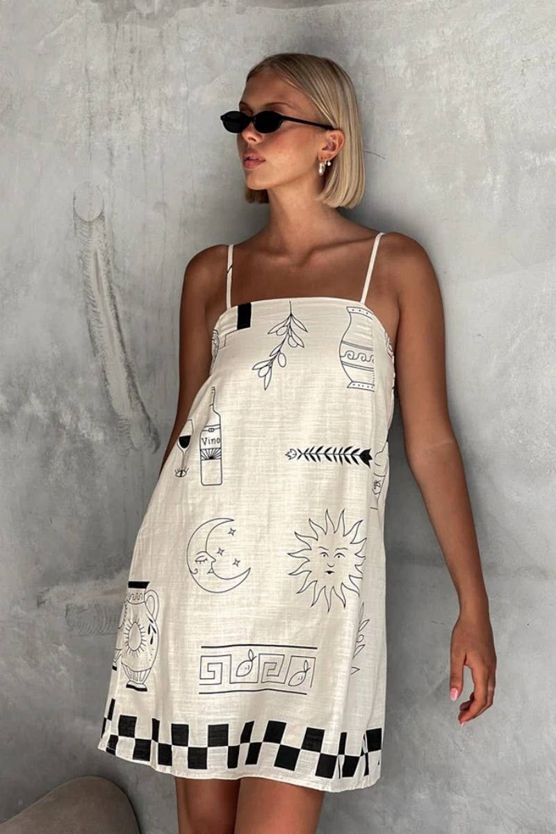 CWDSD993_PRINTED BOAT NECKLINE CASUAL MINI SLIP DRESS