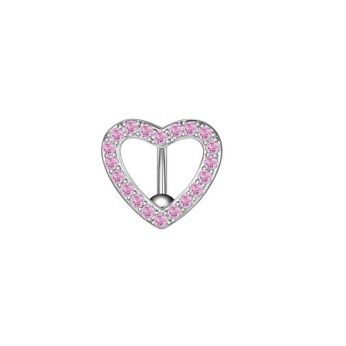 Heart CZ Belly Button Ring ? Hypoallergenic