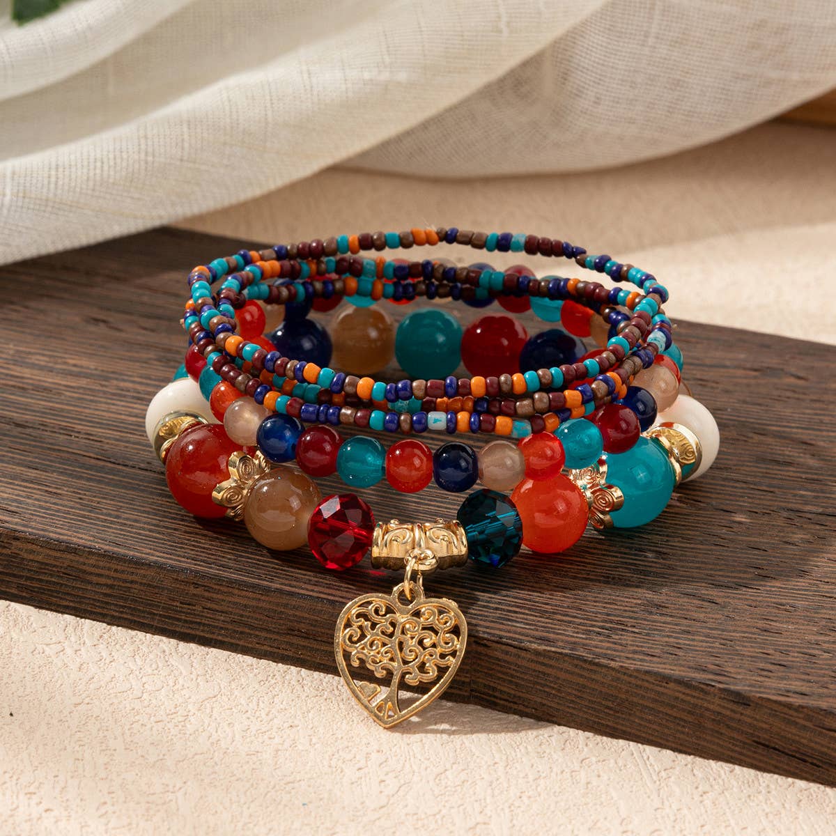 CRYSTAL MULTI-LAYER BEADED FASHION BRACELET