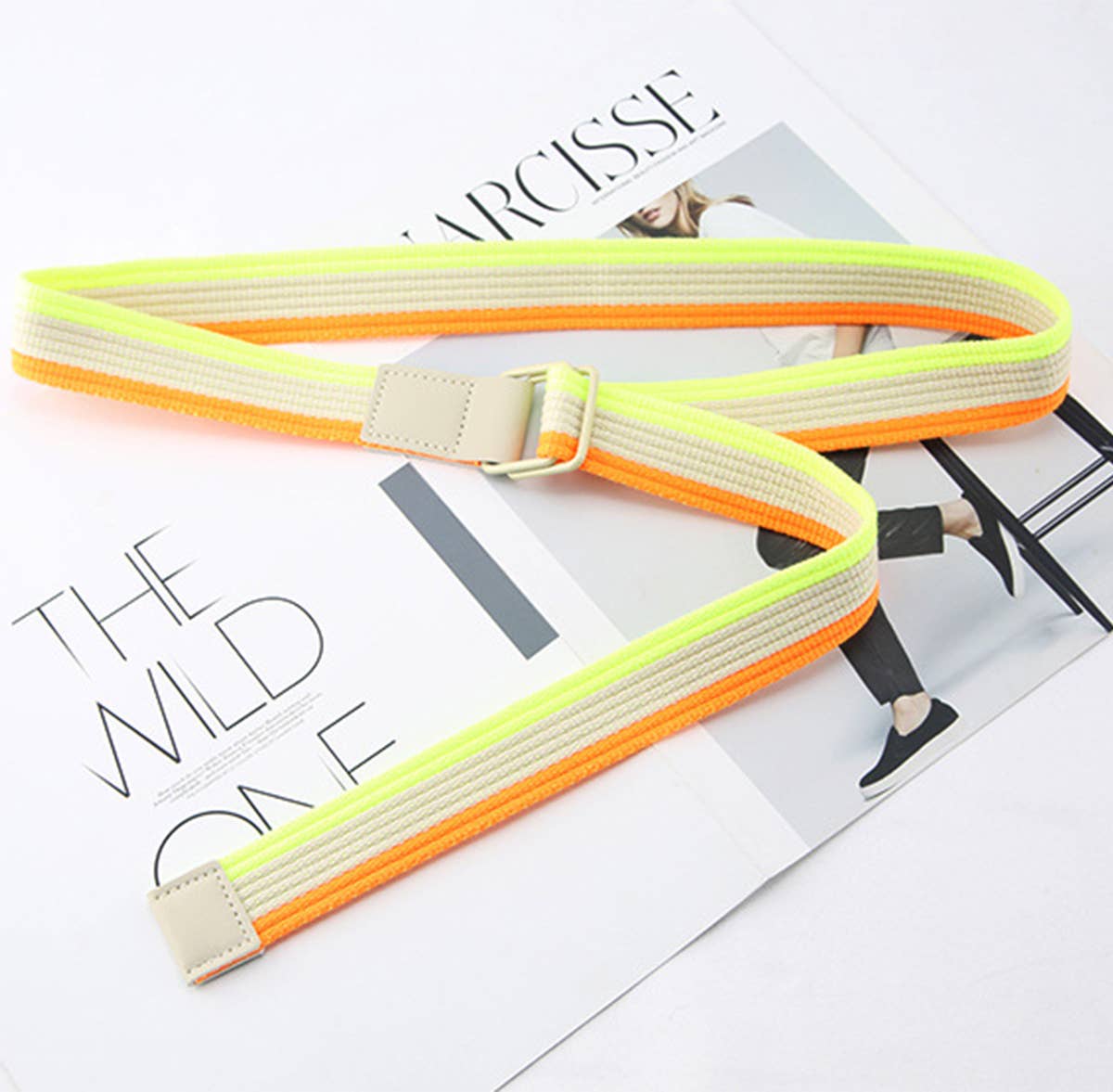 CWABE0948_STRIPED SIMPLE ALL-MATCH DOUBLE BUCKLE BELT