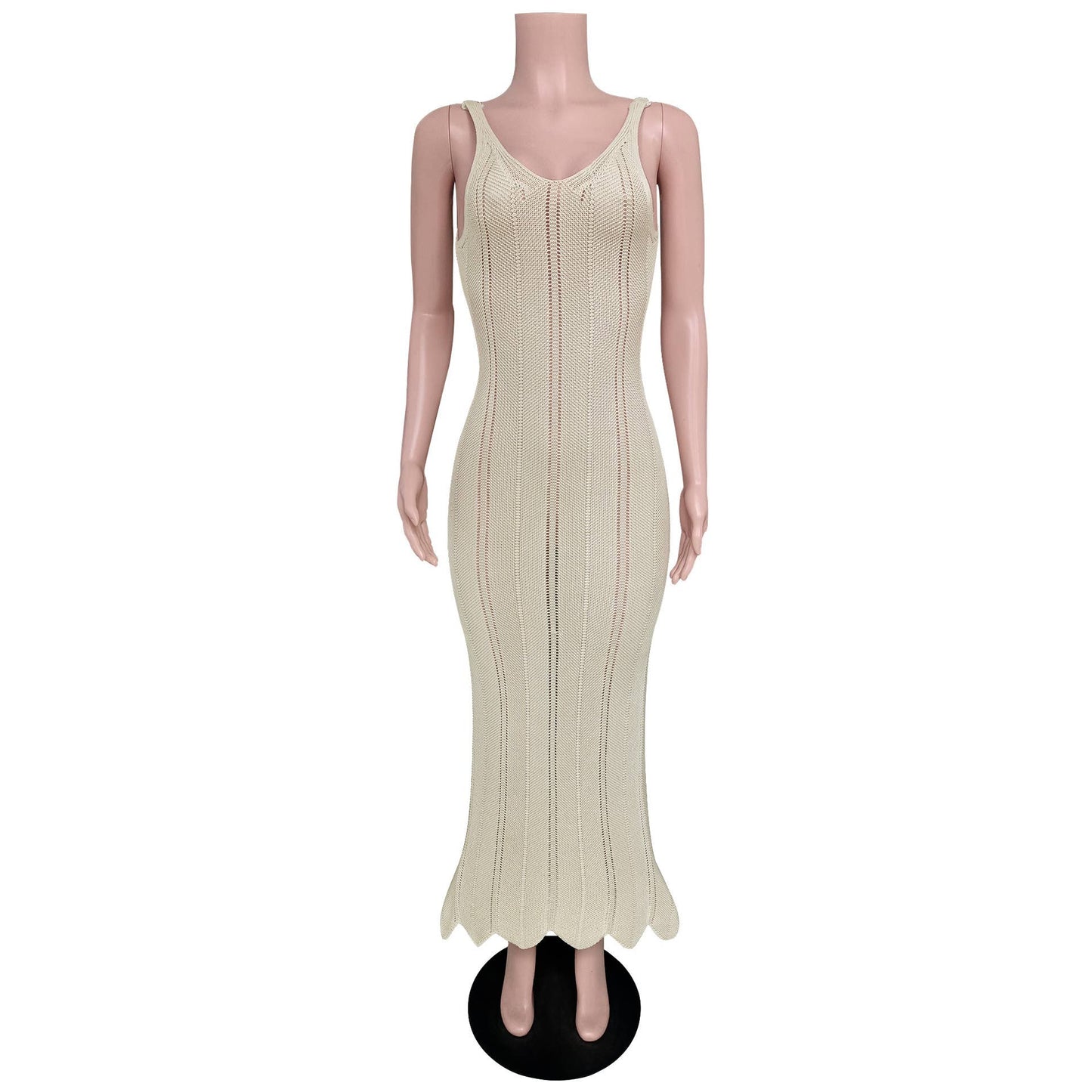 BARE BACKPACK HIP KNITTED BEACH SKIRT SMOCK DRESS