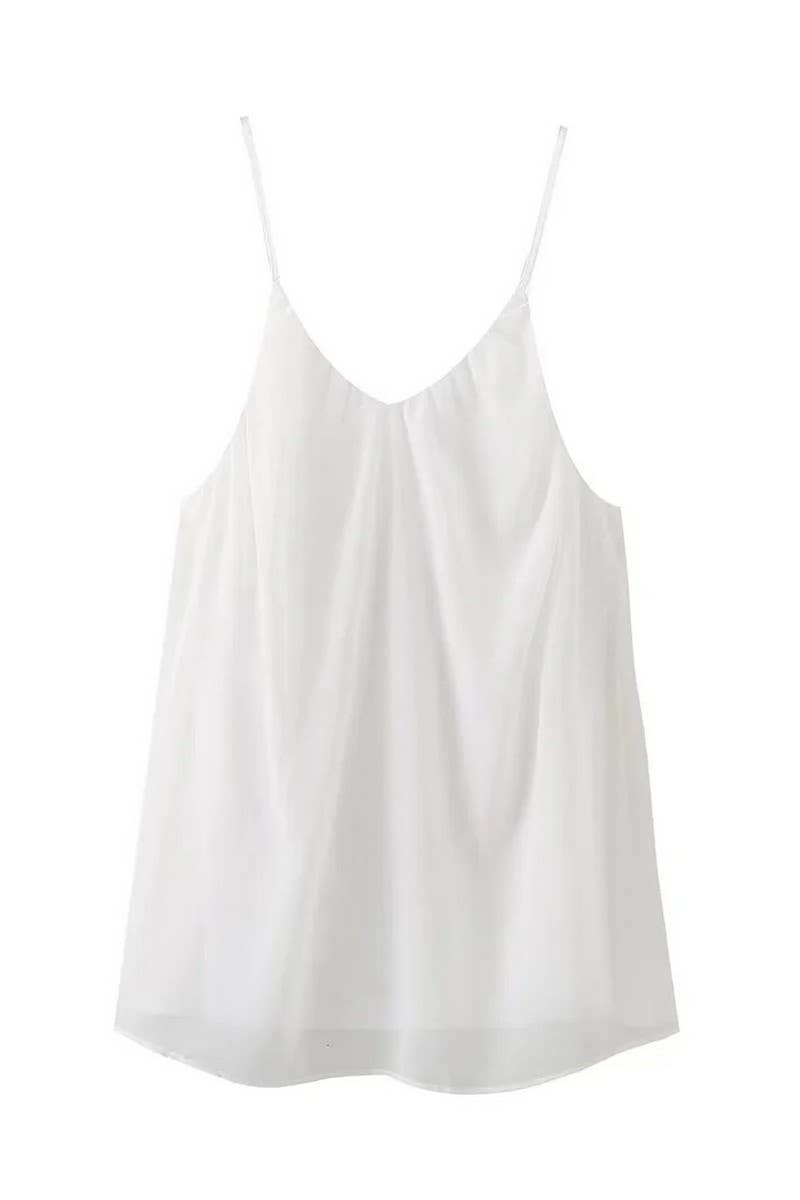 CWDSD6610_BACKLESS V-NECK SLEEVELESS SUSPENDER DRESS