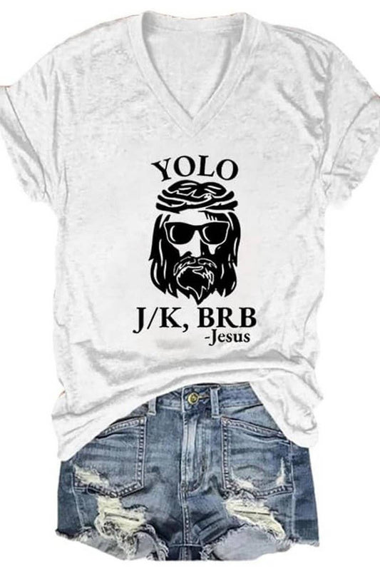 Cwtts1058_Letter Printed V Neck Casual Short Sleeved T Shirt