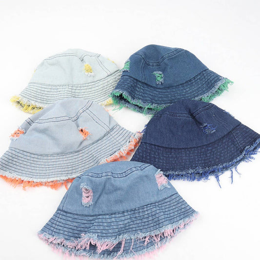 CWAH1512_JAPANESE STYLE RIPPED DENIM BUCKET HAT