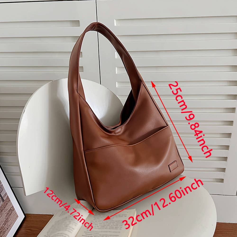 Soft leather bucket bag commuter tote bag
