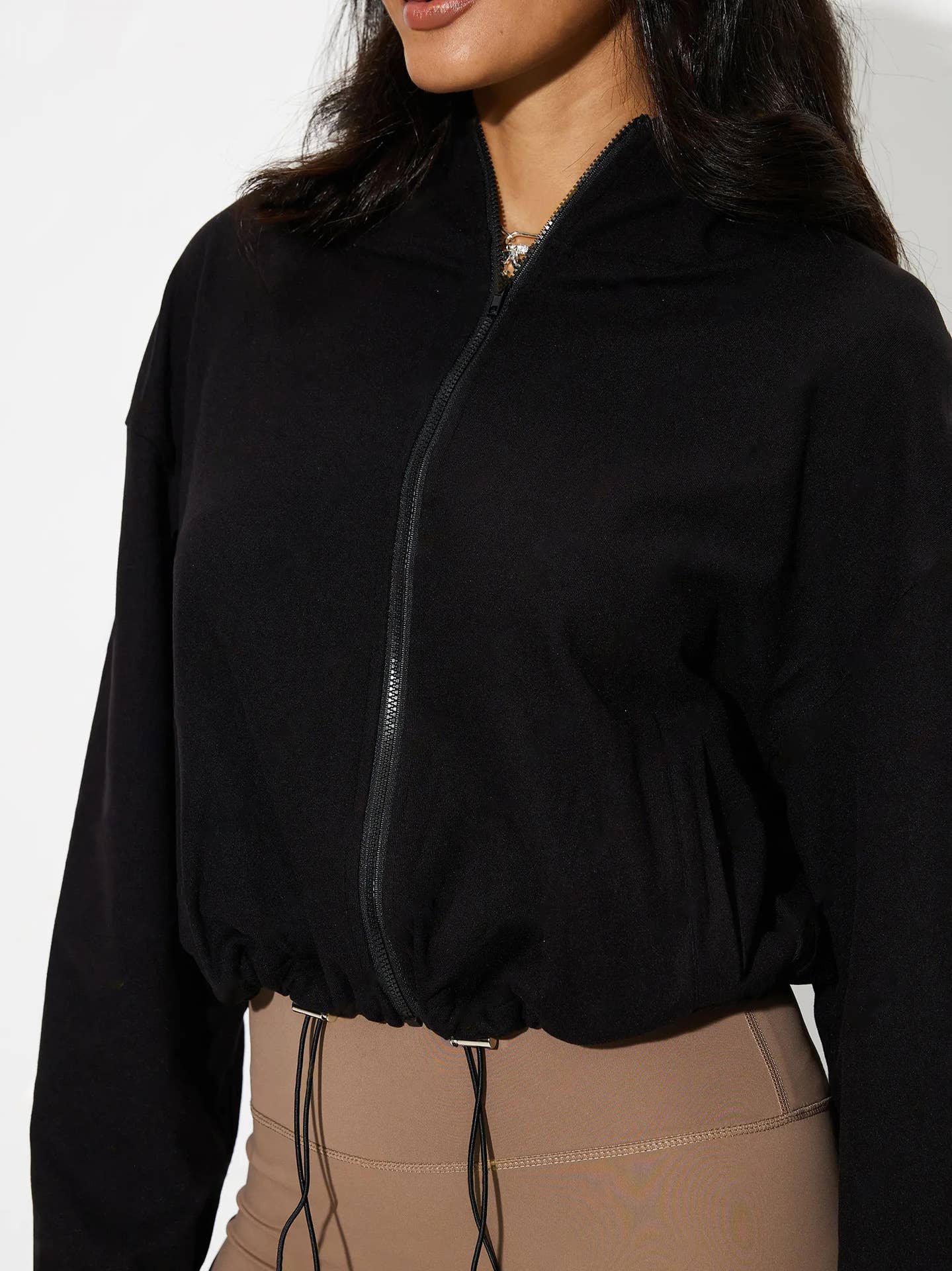 Solid-color zipper jacket for running training