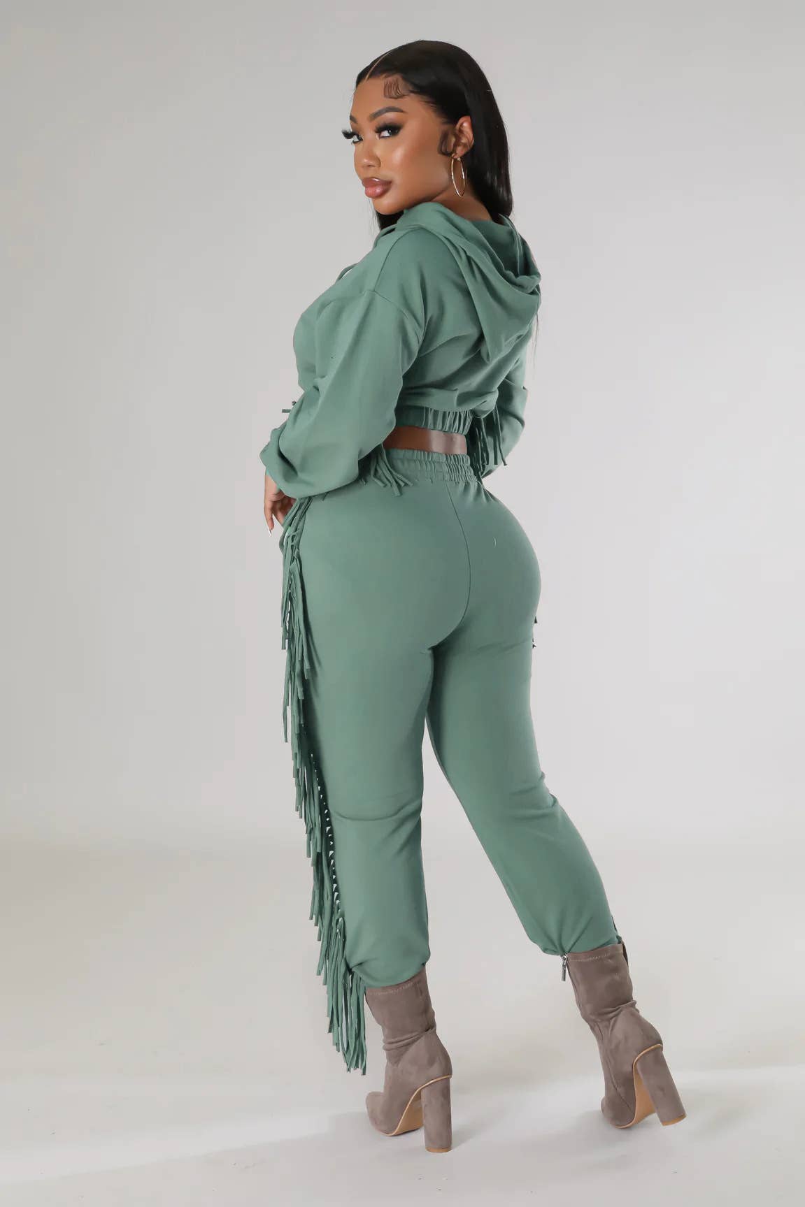 MIDRIFF HOODIE FASHION TWO-PIECE LEGGINGS