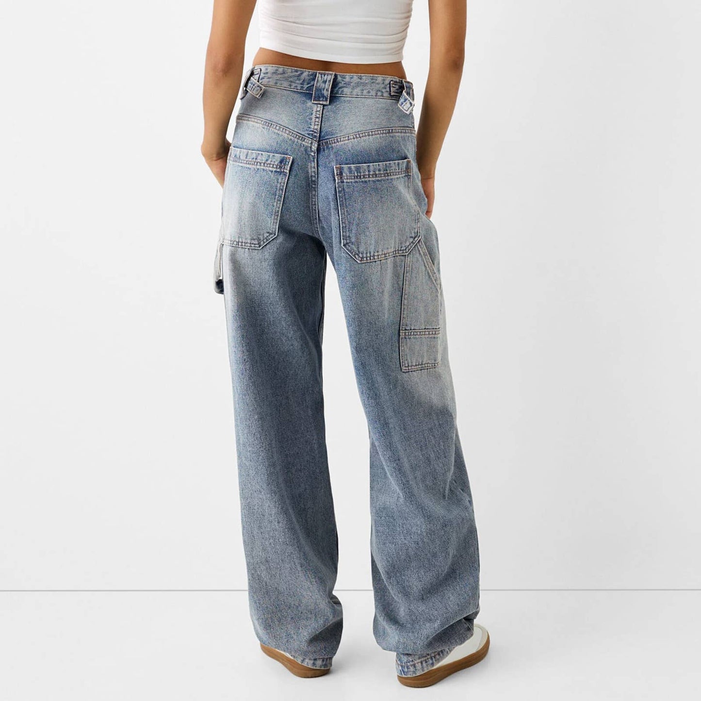 HEAVY WASH LOOSE STREET HIGH WAIST WIDE LEG JEANS