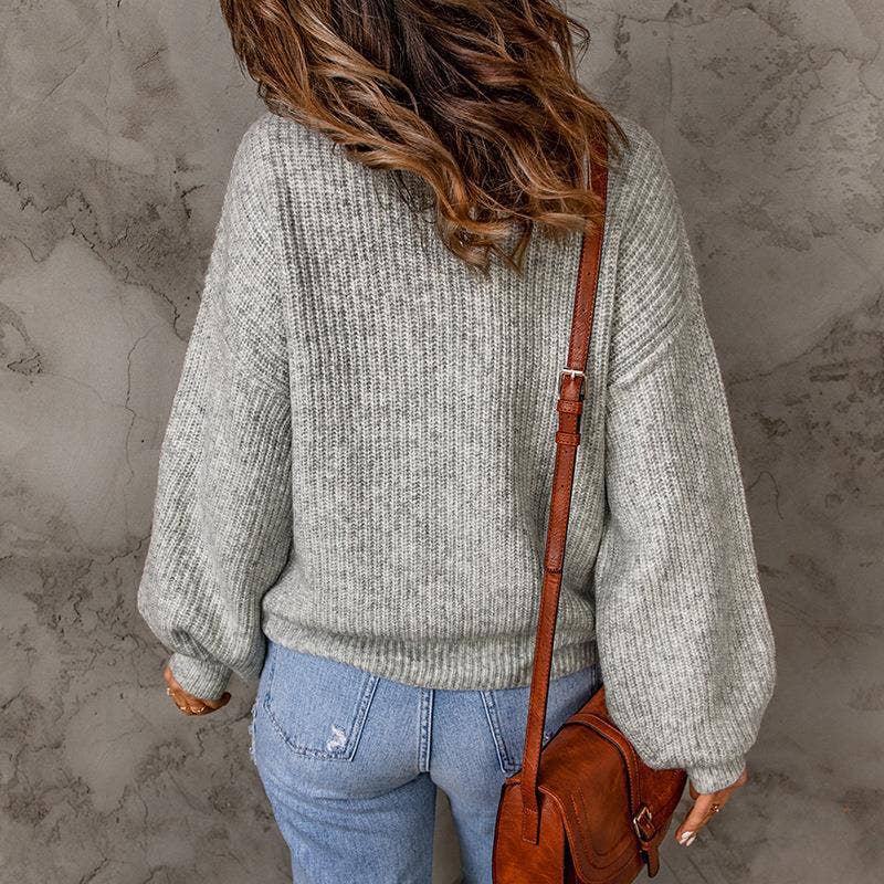 TURTLENECK SOLID COLOR PULLOVER SWEATER