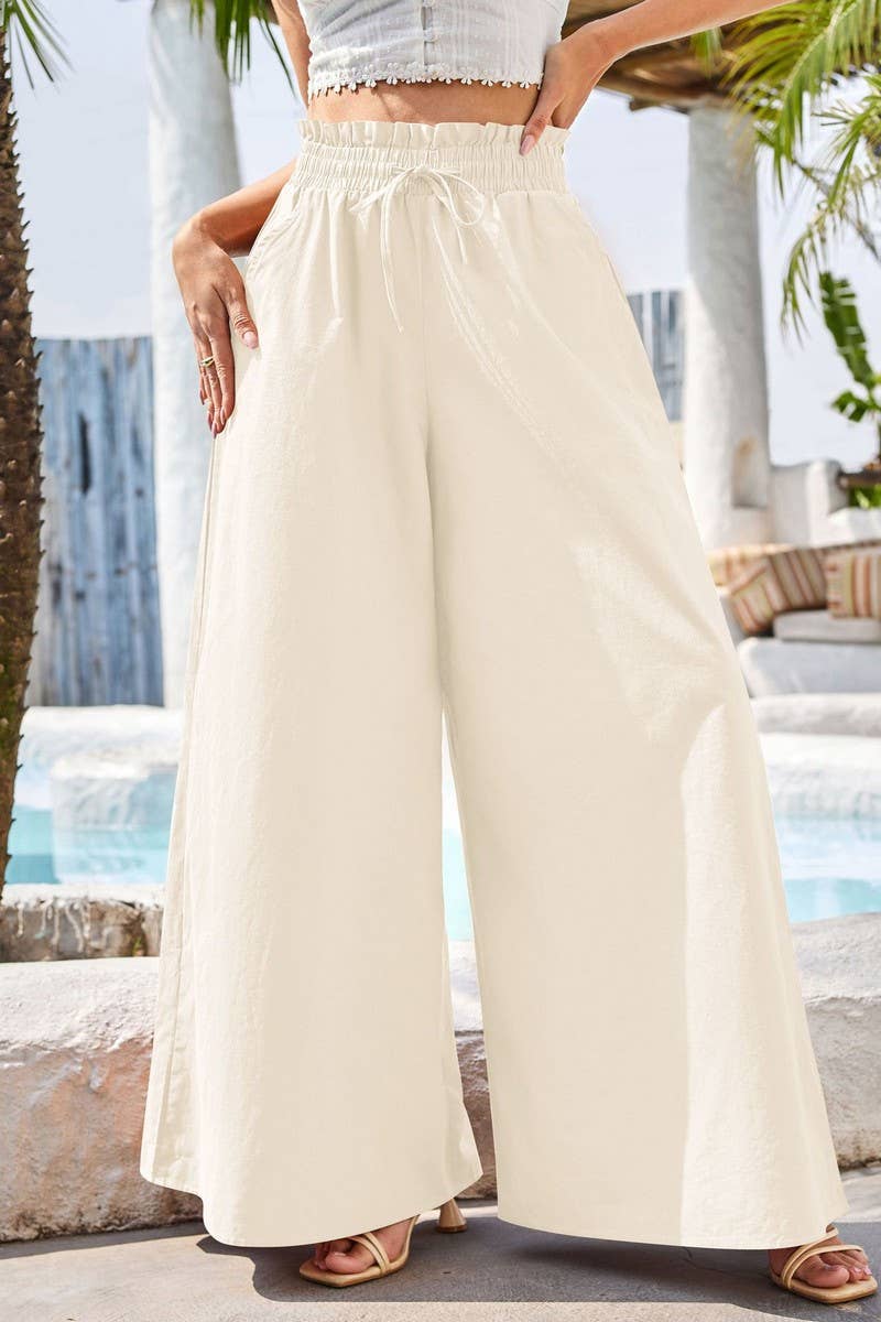 CWBLP1961_HIGH WAIST COTTON LINEN WIDE LEG CULOTTES