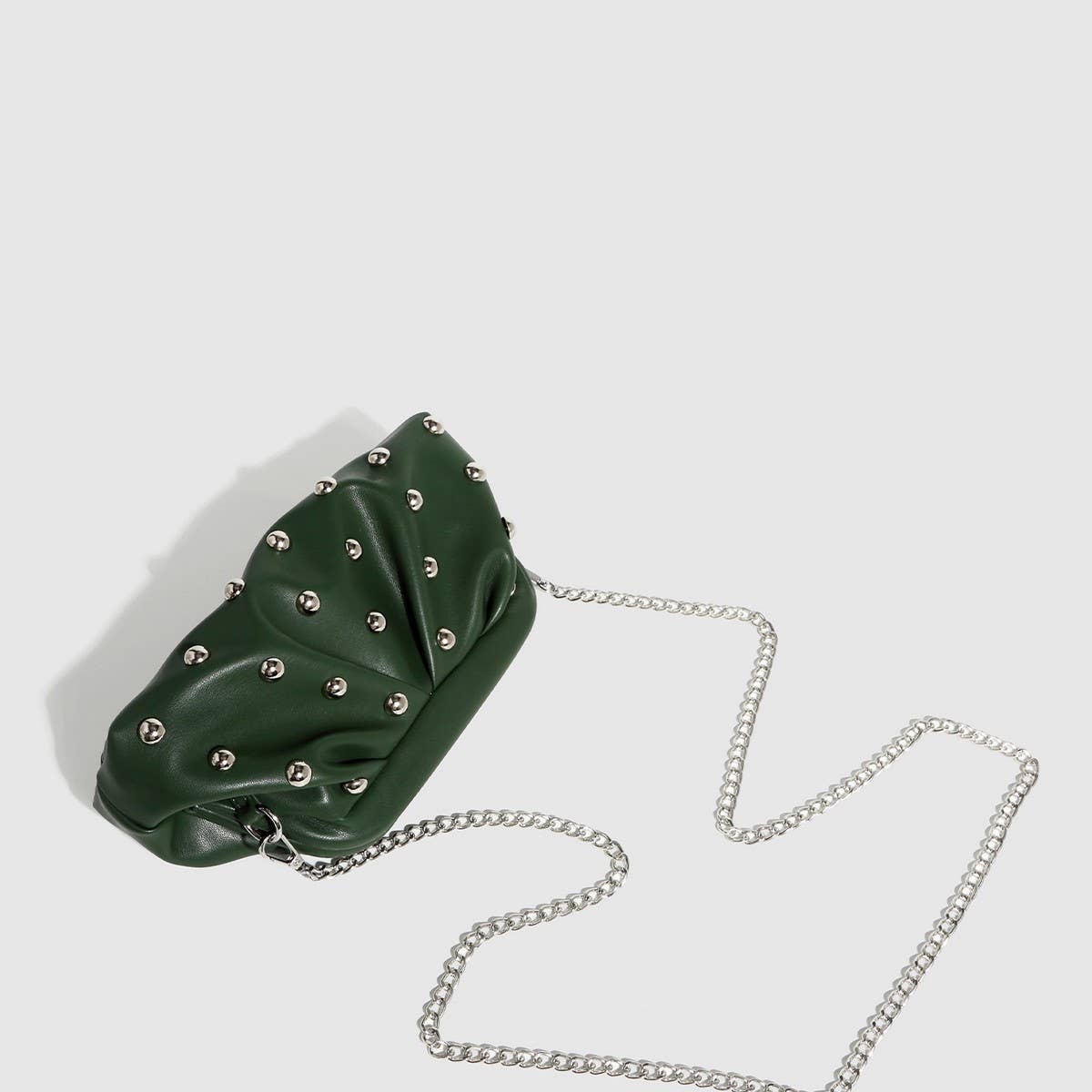 Studded Dumpling Clutch & Chain Shoulder Bag_CWAB5711