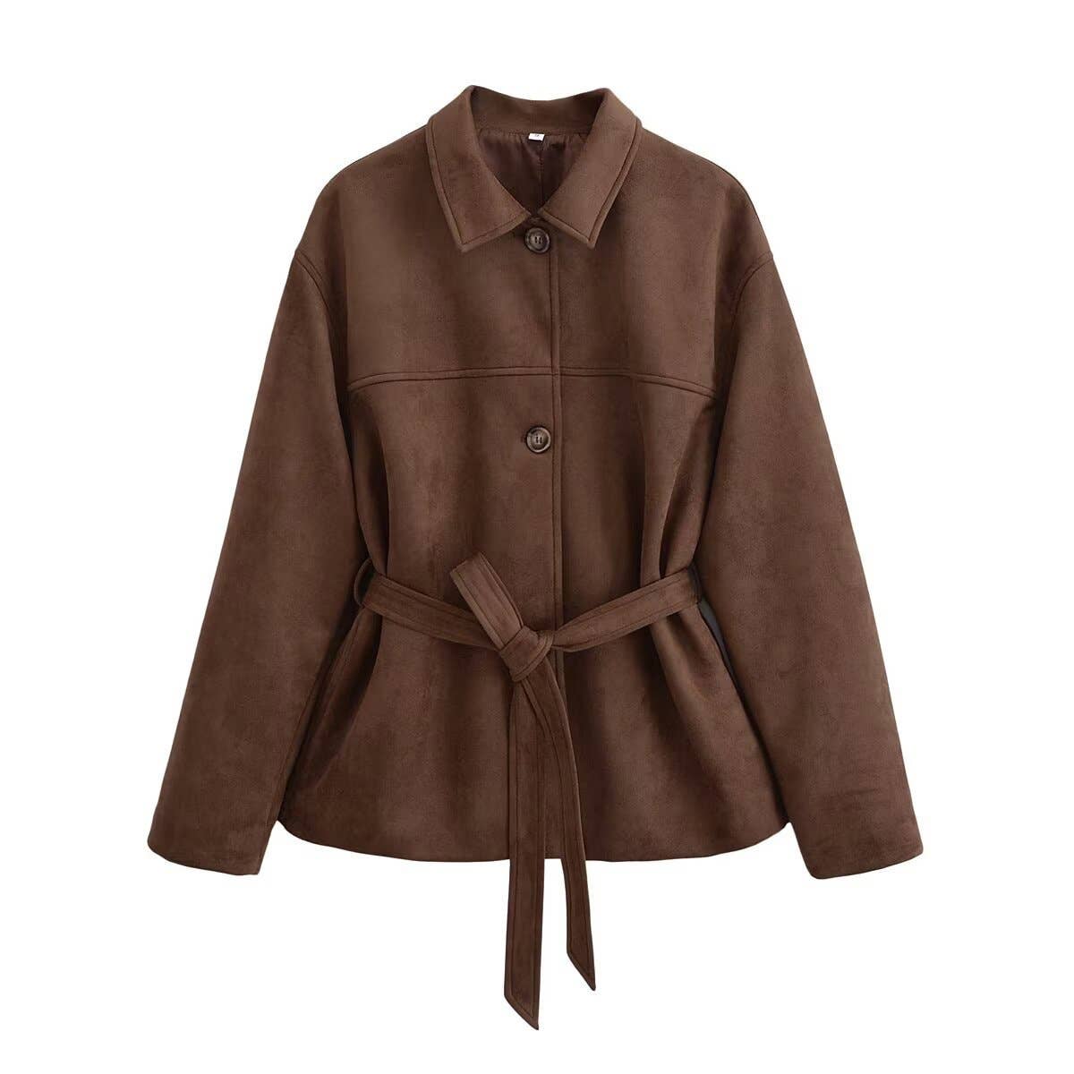 Suede lapel single breasted loose jacket