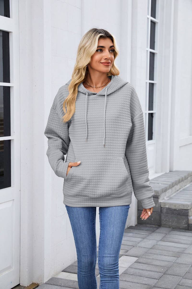 CWOHOL00659_CASUAL POCKET DRAWSTRING LONG SLEEVE HOODIE