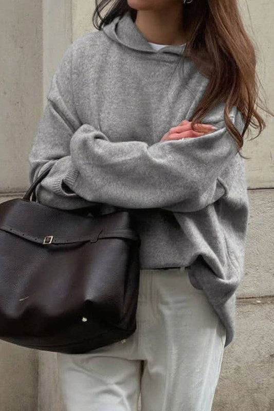 CWOHOL00632_CASUAL KNIT LONG SLEEVE HOODIE