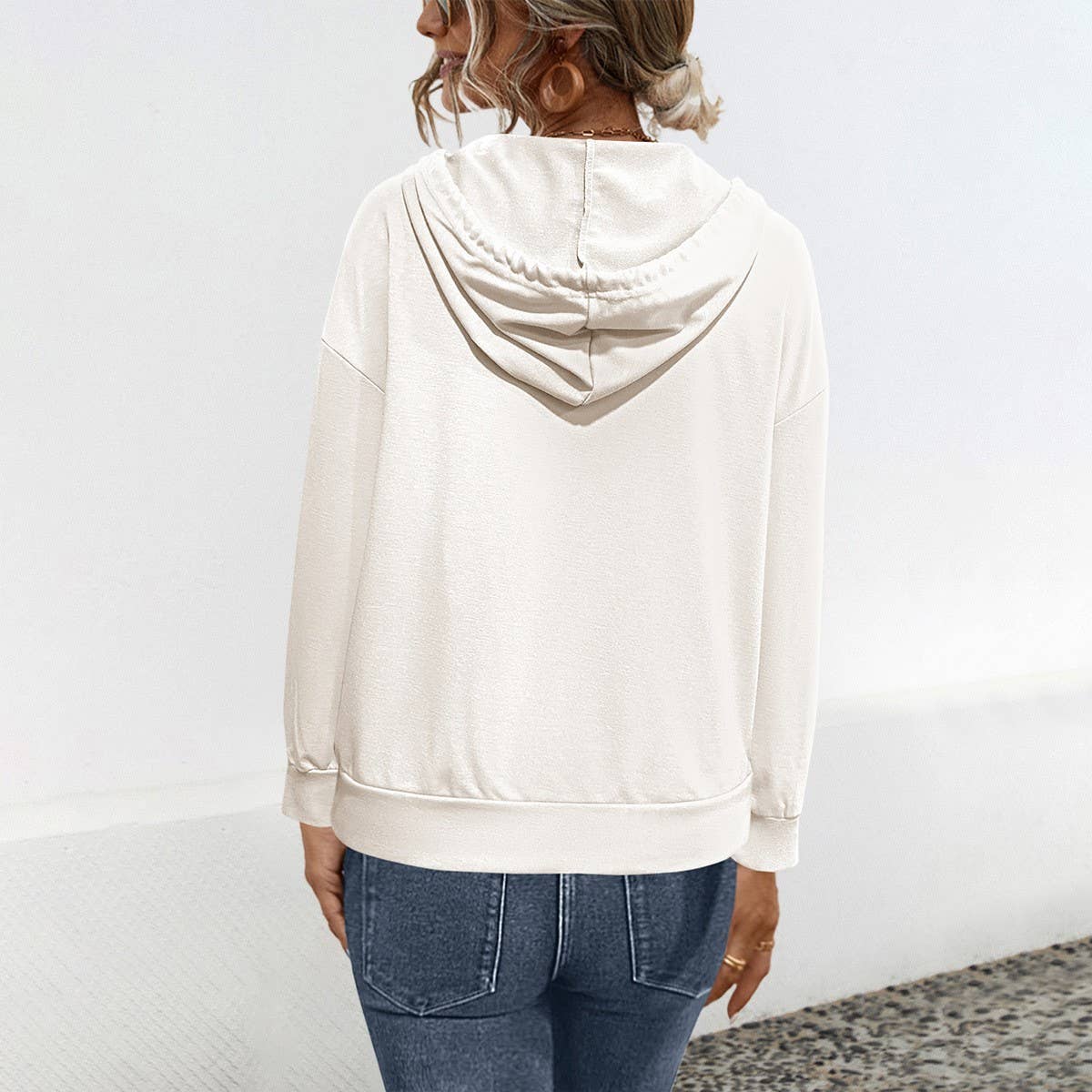 Fashion hooded patchwork color casual hoodie