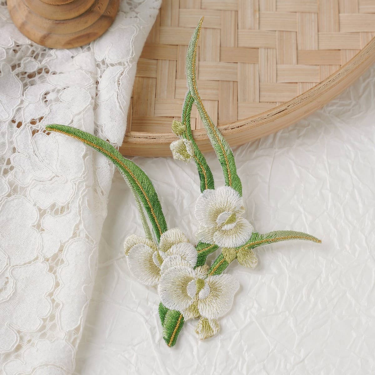 Orchid Embroidered Iron-On Patch for Fabric Repair_CWMM5918