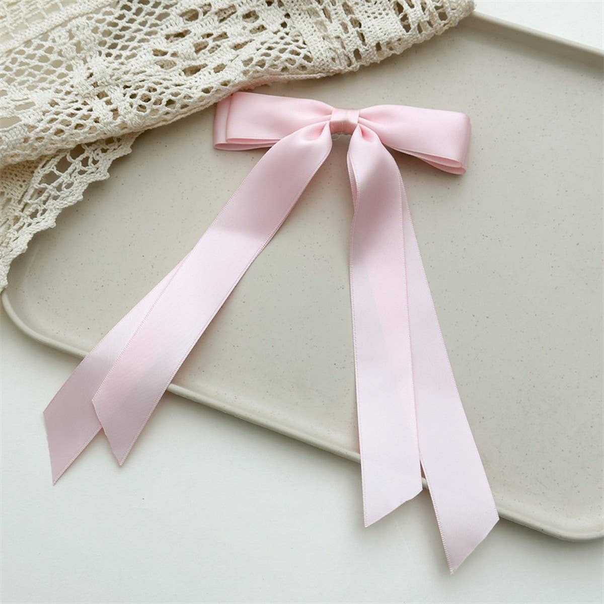 DOUBLE-LAYER BOW RIBBON TASSEL HAIR ACCESSORIES