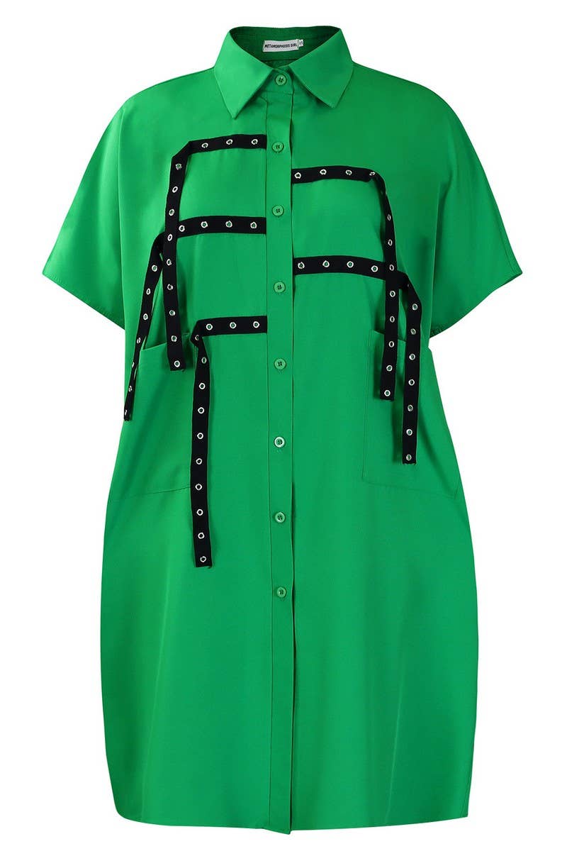 CWDTD00505_2025 WOMEN SHORT SLEEVE LOOSE POLO SHIRT DRESS
