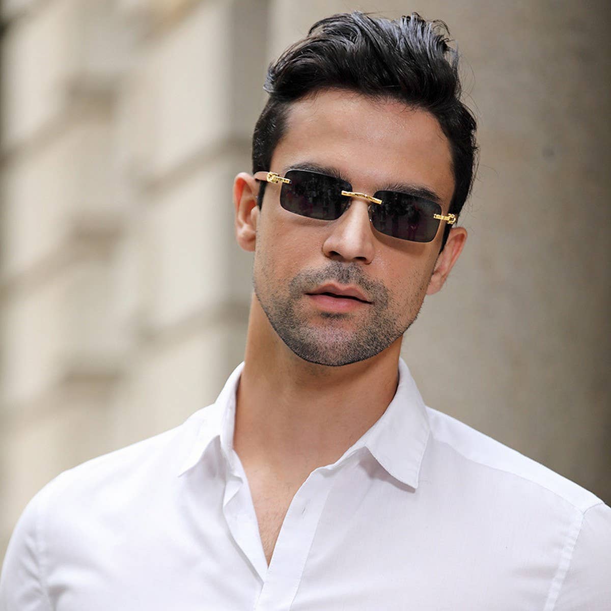 FRAMELESS ORIGINAL WOOD LEG SLINGSHOT SUNGLASSES