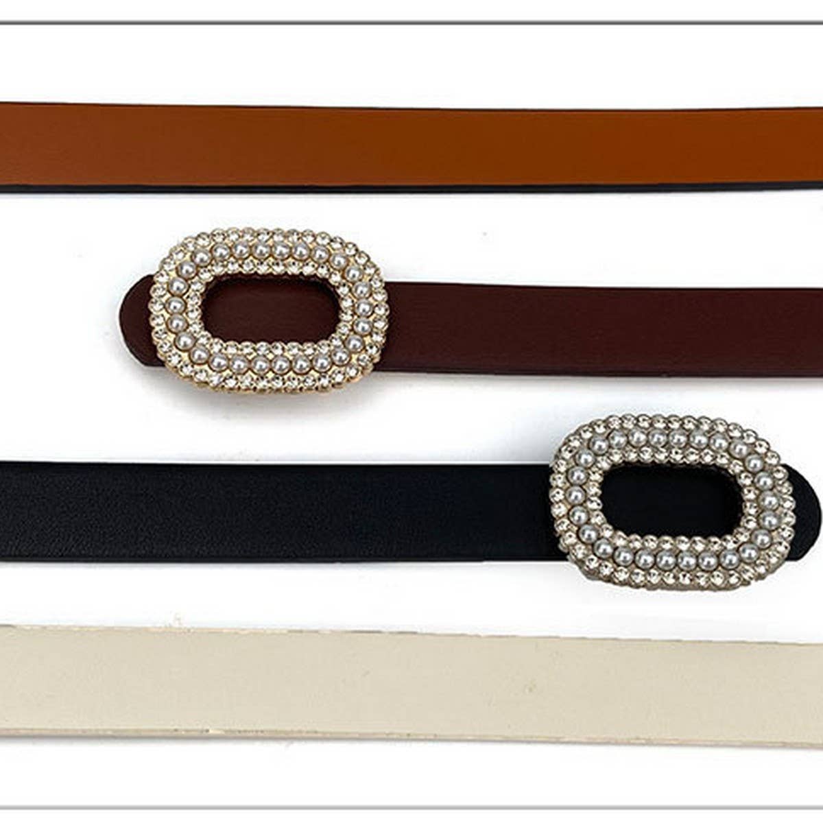 MULTICOLOR RHINESTONE PEARL BELT VERSATILE BELT_CWABE0688
