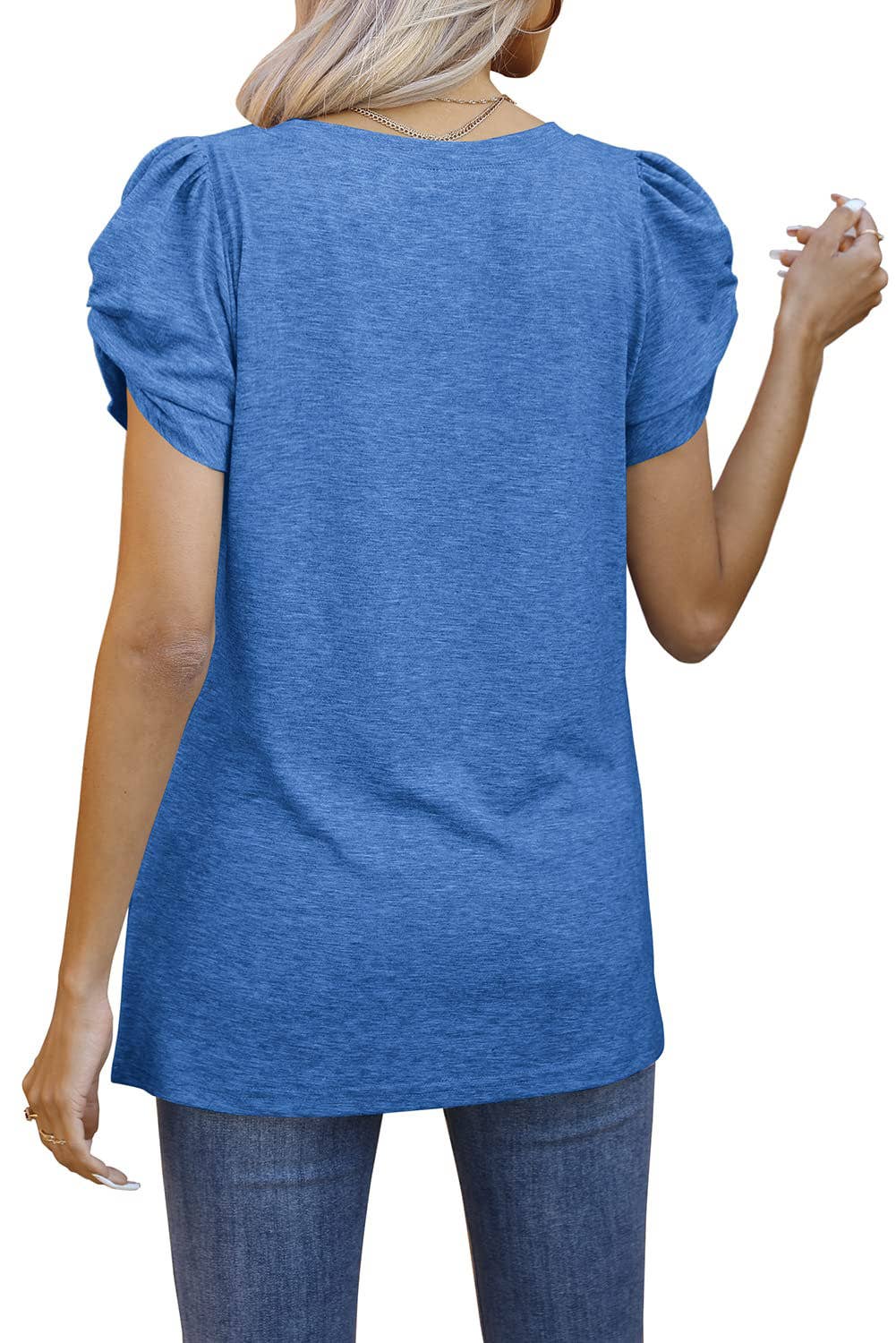 SOLID COLOR KNOTTED V-NECK SHORT-SLEEVED BASE