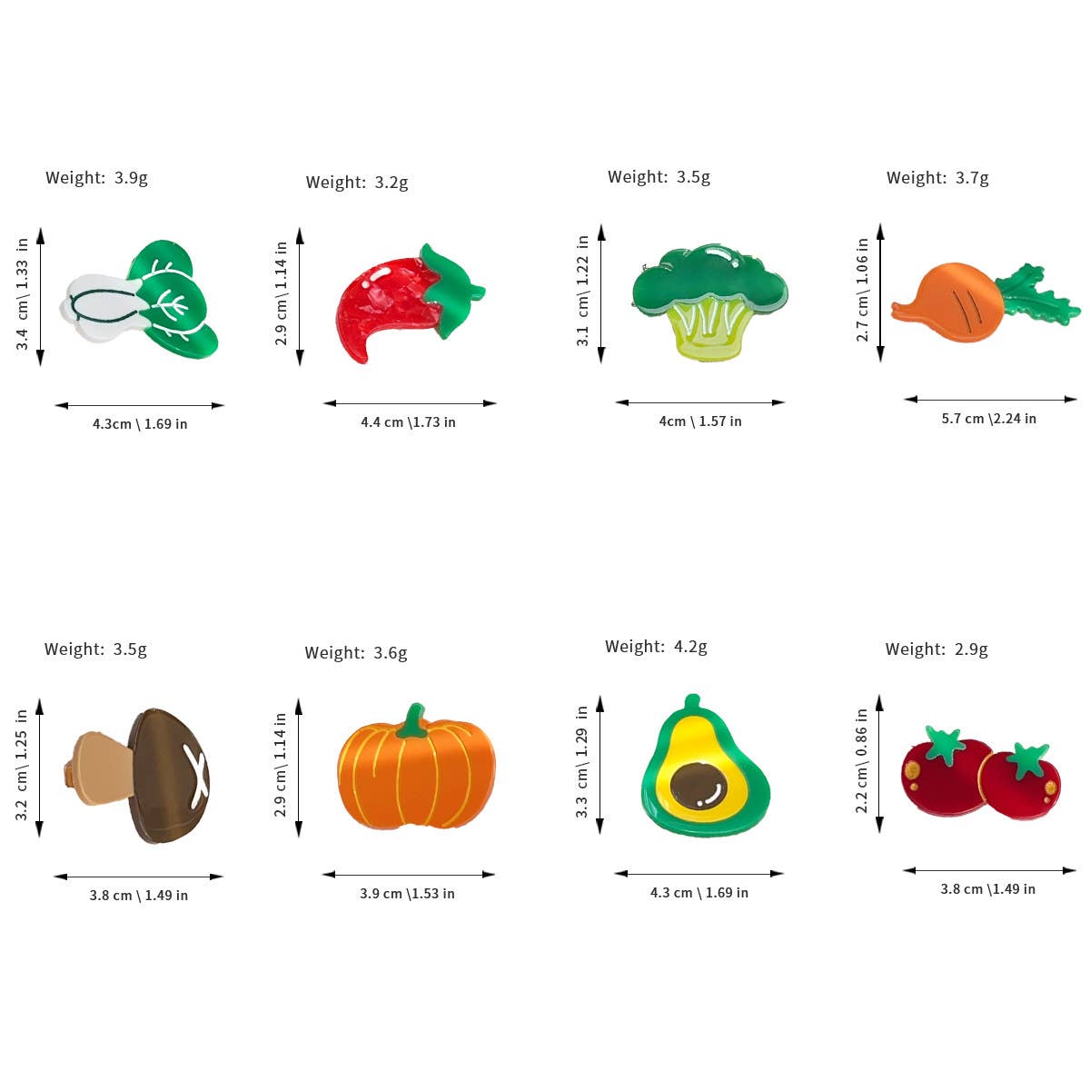 Fruit and vegetable acetic acid hair clips