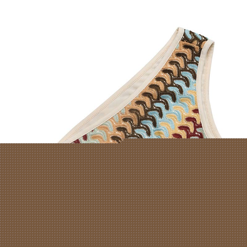 Vacation style striped single-shoulder dress