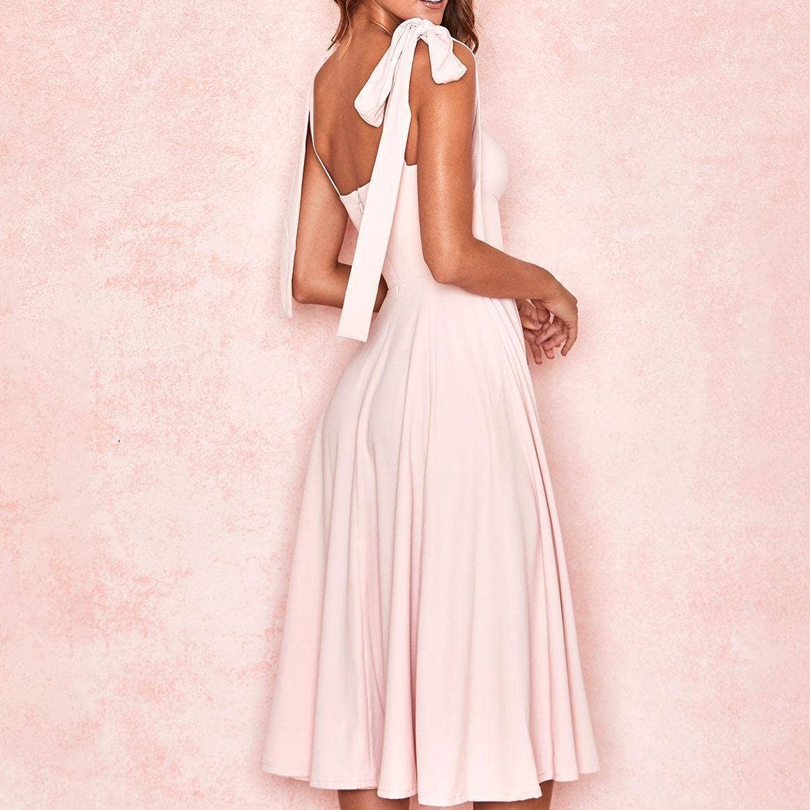 BACKLESS SEXY CHIFFON LONG SKIRT WITH BIG TRAIN