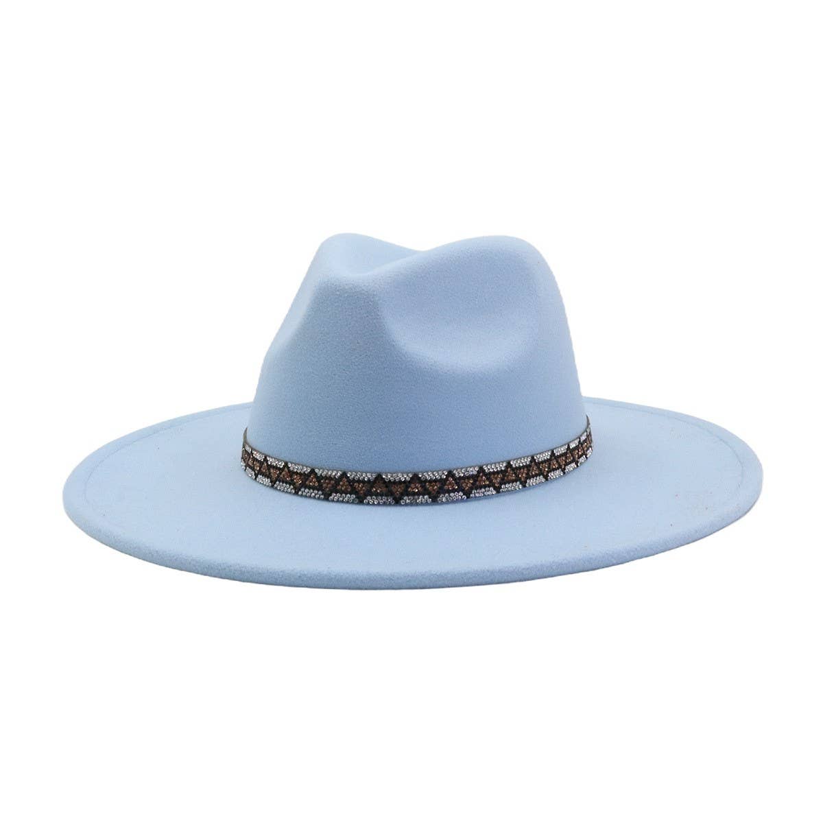 Heart Top Wide Brim Wool Blend Fedora Hat for All_CWAH04378