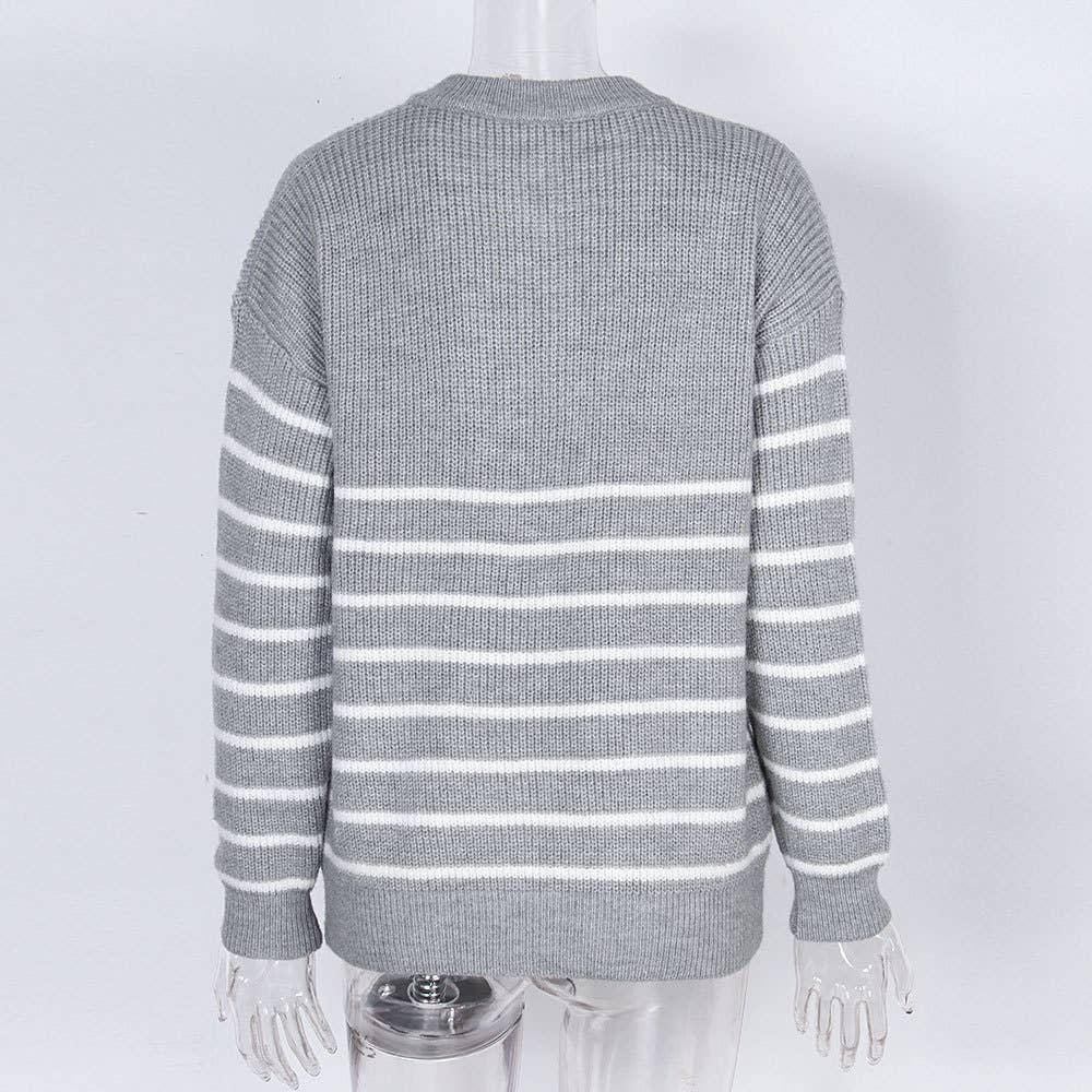 STRIPED ZIP-UP PULLOVER WITH MATCHING COLORS