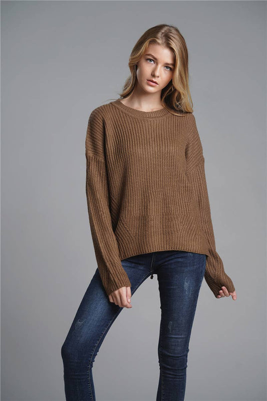 CWOSWL1419_Crew Neck Pullover Casual Sweater