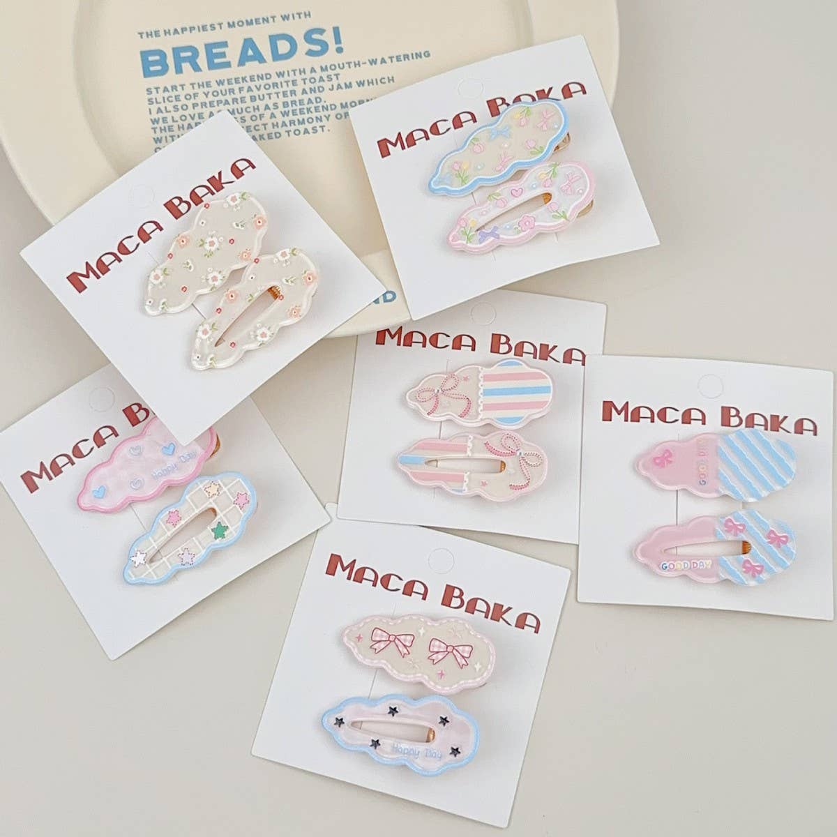 SWEET GIRL FLORAL BOW 2-PACK CLOUD HAIR CLIPS