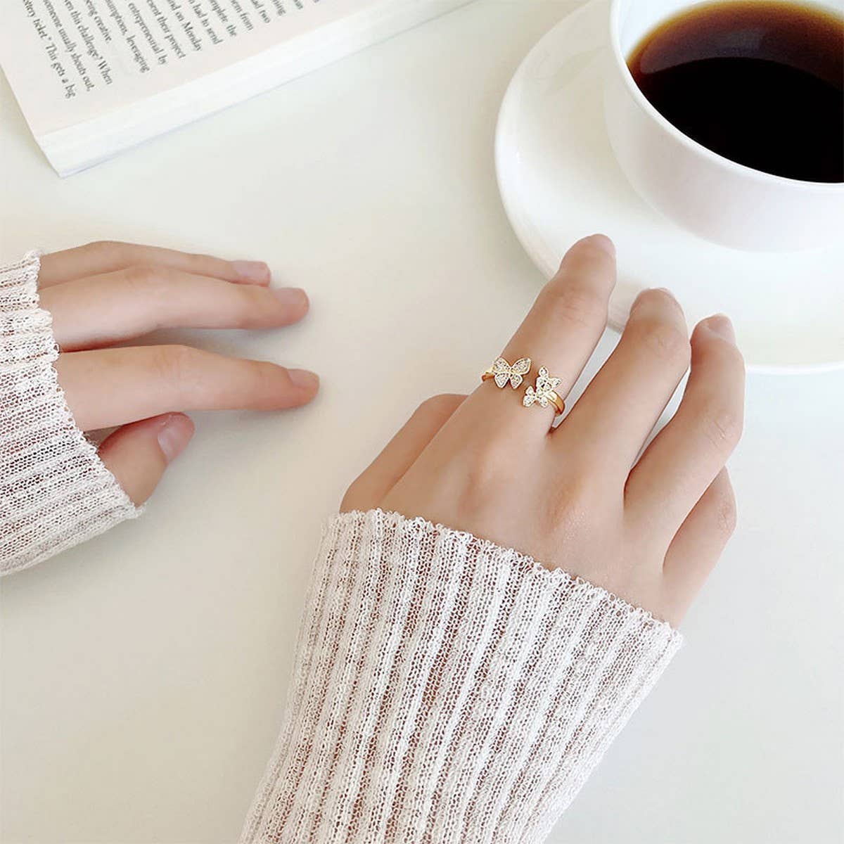 SIMPLE HIGH-END ZIRCON BUTTERFLY RING FOR WOMEN_CWAJE3109