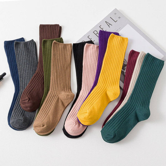 CWMS2520_AUTUMN AND WINTER SOLID COLOR MID-CALF SOCKS