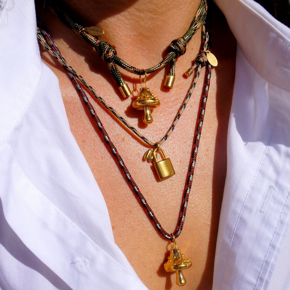 18K Gold Mushroom Necklace ??Zircon Inlaid Charm_CWAJE4972