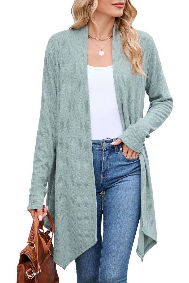 CWOCAL00859_CASUAL KNIT OPEN FRONT LONGLINE CARDIGAN