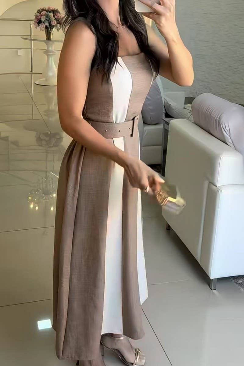 CWDMD5839_SLEEVELESS COLORBLOCK LONG SLING DRESS