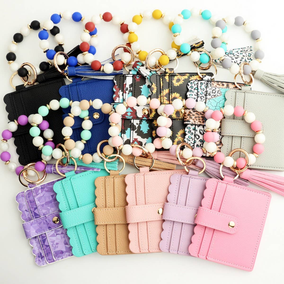 PU Card Wallet with Silicone Bead Bracelet_CWAB4943